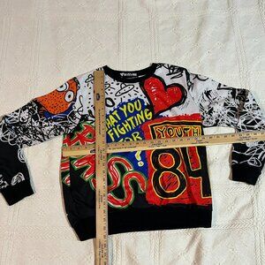 90s Ron Bass 'What You Fighting For?' youth sweater size L